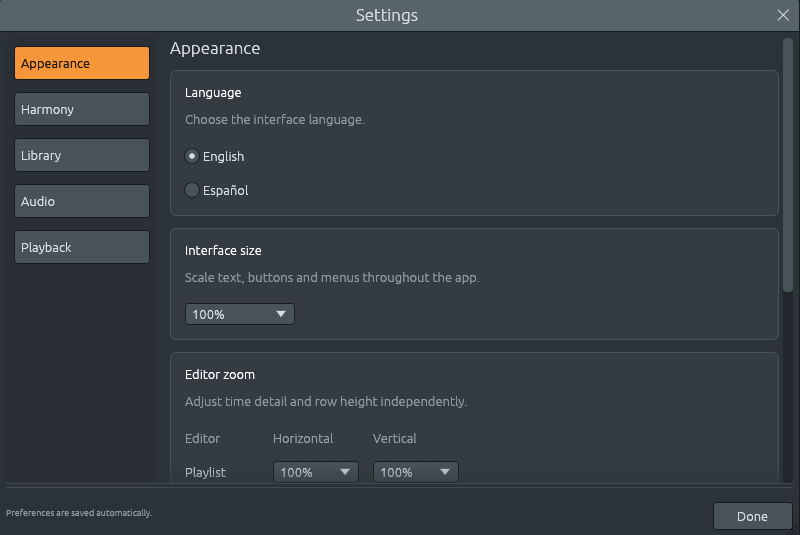 Settings > Appearance: the language, written in its own language so anyone can find theirs.